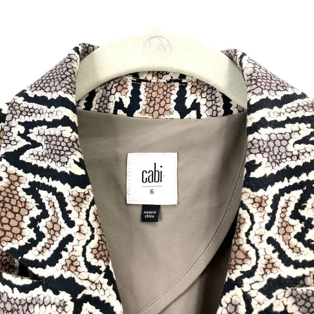 CAbi #3733 Python Blazer Snake‎ Print Tan Gray Jacket Sz 6 corpcore animal print